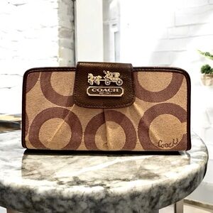 COACH Madison Op Art Signature Slim Envelope Wallet Mahogany Brown RARE 41985